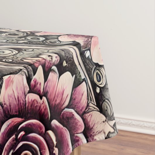 Groot  Gotisch Roze Bloempatroon Tafelkleed (Voorbeeld)