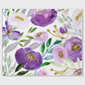 Groot goud- en Ultraviolet Floral Pattern Cadeaupapier (Vlak)