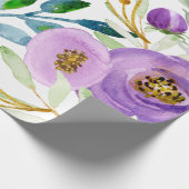 Groot goud- en Ultraviolet Floral Pattern Cadeaupapier (Hoek)
