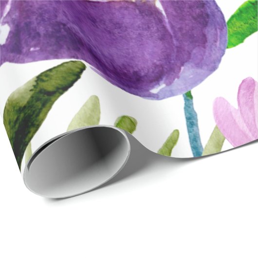 Groot goud- en Ultraviolet Floral Pattern Cadeaupapier (Rol Hoek)