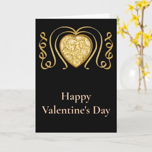 Groot Goud Hart Valentijn Familie Groeten Kaart (Gele Bloem)