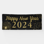 Groot Goud Zwart 2025 Gelukkig Nieuwjaar Spandoek (Horizontaal)