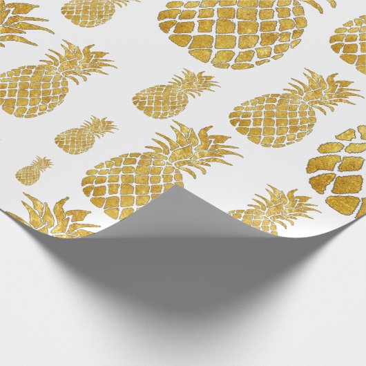 groot gouden ananassenpatroon cadeaupapier (Hoek)