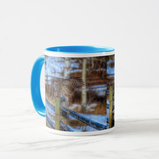 Groot grijs kieuwen en sneeuwwildRaptor Mok (Voorkant links)