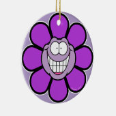Groot Grinning Paarse Flower Ornament (Rechts)