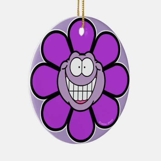 Groot Grinning Paarse Flower Ornament (Rechts)