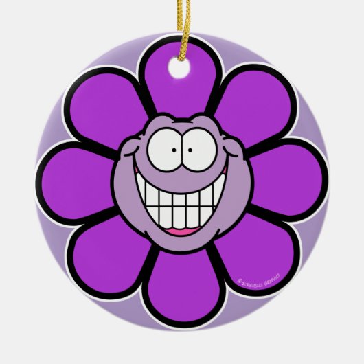 Groot Grinning Paarse Flower Ornament (Voorkant)