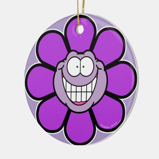Groot Grinning Paarse Flower Ornament (Links)