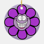 Groot Grinning Paarse Flower Ornament (Achterkant)