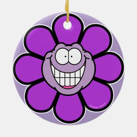Groot Grinning Paarse Flower Ornament (Achterkant)