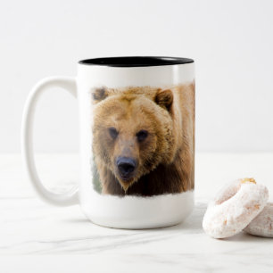 Groot grizzly Beer dicht genoeg Tweekleurige Koffiemok