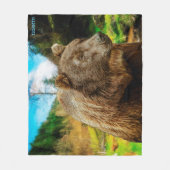 Groot Grizzly-Beer en prachtig berglandschap Fleece Deken (Voorkant)