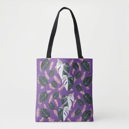 Groot groen en wit blad patroon tote bag (Voorkant)