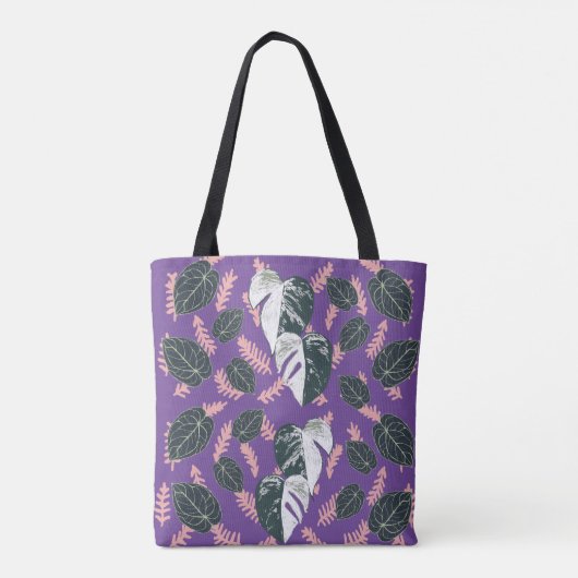 Groot groen en wit blad patroon tote bag (Achterkant)