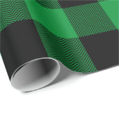 Groot groen en zwart chevron Buffalo Plaid Cadeaupapier (Rol Hoek)