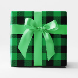 Groot groen en zwart chevron Buffalo Plaid Cadeaupapier