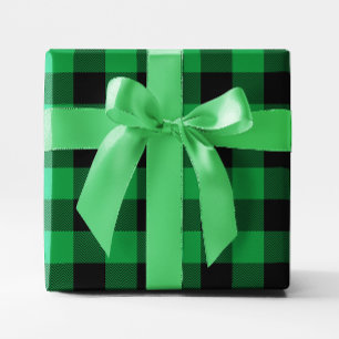 Groot groen en zwart chevron Buffalo Plaid Cadeaupapier