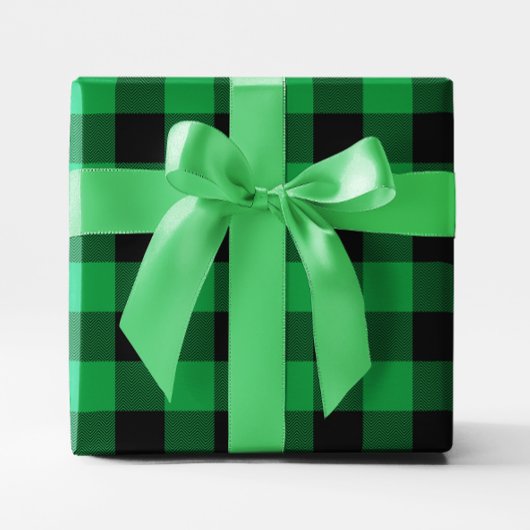 Groot groen en zwart chevron Buffalo Plaid Cadeaupapier