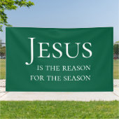 Groot groen kerstbord met Jezus als reden Spandoek (Buitenkant)
