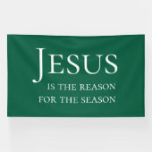Groot groen kerstbord met Jezus als reden Spandoek (Horizontaal)