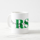 Groot groen monogram en vrolijk kerstfeest klassie koffiemok (Voorkant links)
