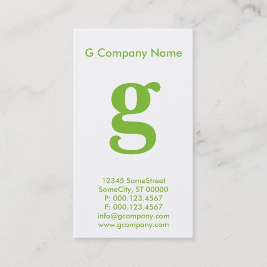 groot groen monogram visitekaartje (Voorkant)