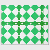 Groot groen-wit geruit diamantpatroon cadeaupapier (Vlak)