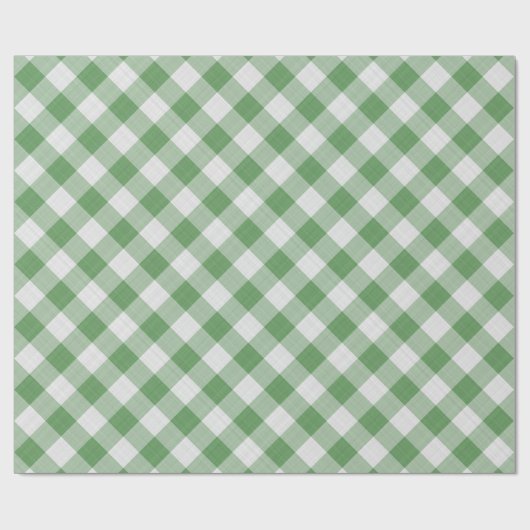 Groot groen/wit Gingham Controleert Patroon geomet Cadeaupapier (Vlak)