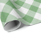Groot groen/wit Gingham Controleert Patroon geomet Cadeaupapier (Rol Hoek)