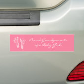 Groot grootouders van een babymeisje Roze voetafdr Bumpersticker (Op auto)