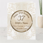Groot, Happy 37th Birthday Card voor vrouw Kaart (Voorkant)