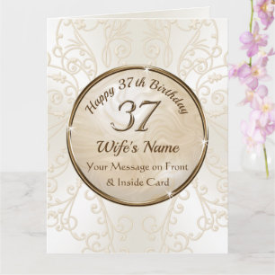 Groot, Happy 37th Birthday Card voor vrouw Kaart