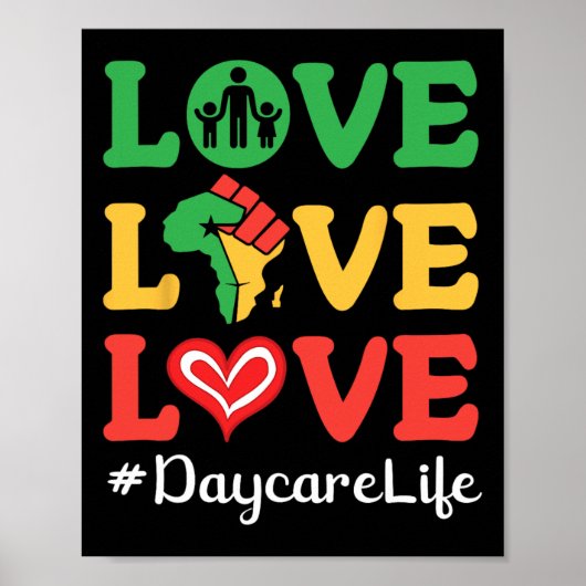 Groot Hart Afrika Kaart Opgeheven Vuist Liefde Lie Poster (Voorkant)