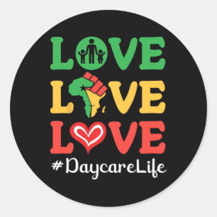 Groot Hart Afrika Kaart Opgeheven Vuist Liefde Lie Ronde Sticker