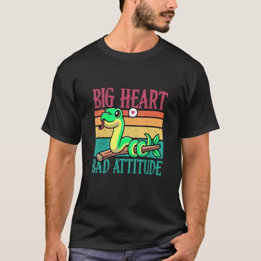 Groot Hart Maar Slechte Attitude Giftig Dier Slang T-shirt (Voorkant)