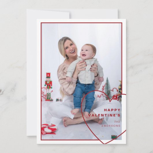 Groot hart met modern design fotokaart feestdagenkaart (Voorkant)