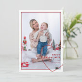 Groot hart met modern design fotokaart feestdagenkaart (Staand voorkant)