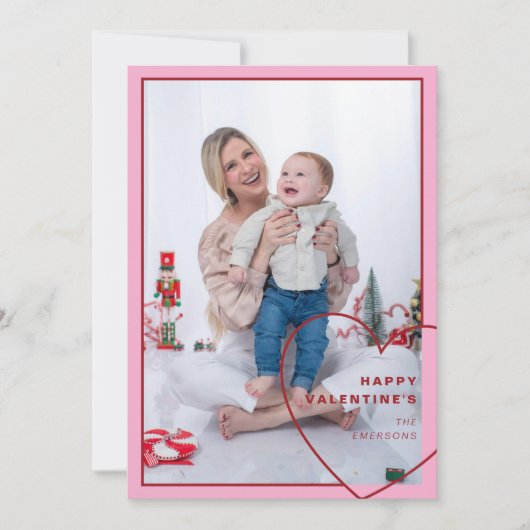 Groot hart met modern design fotokaart feestdagenkaart (Voorkant)