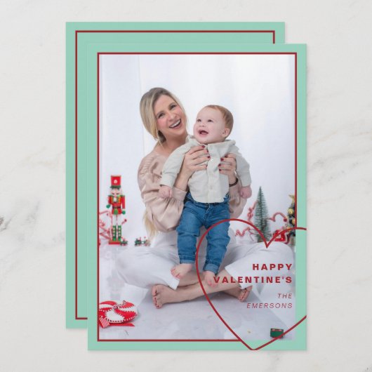 Groot hart met modern design fotokaart feestdagenkaart (Voorkant / Achterkant)