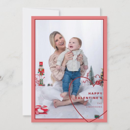 Groot hart met modern design fotokaart feestdagenkaart (Voorkant)