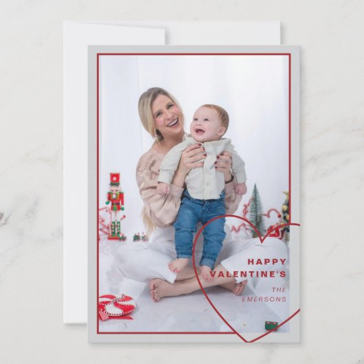 Groot hart met modern design fotokaart feestdagenkaart (Voorkant)