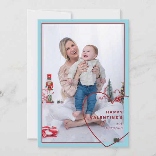 Groot hart met modern design fotokaart feestdagenkaart (Voorkant)