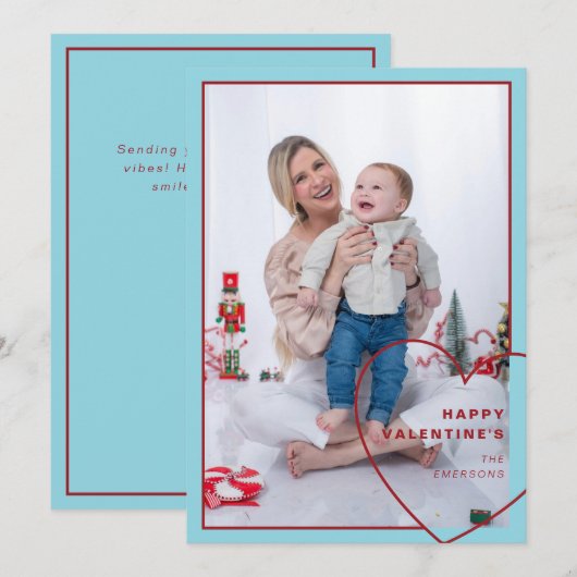 Groot hart met modern design fotokaart feestdagenkaart (Voorkant / Achterkant)