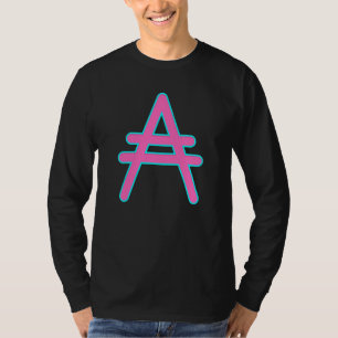 Groot heet roze Cardano's Ada symbool met aqua bla T-shirt