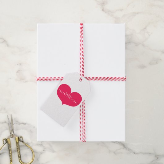 Groot Heet Roze Hart Moderne Valentijnsdag Cadeaulabel (Met Touw)