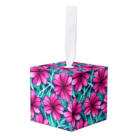 Groot helder roze bloemenpatroon decoratie (Voorkant hoekig)