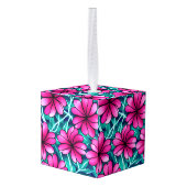 Groot helder roze bloemenpatroon decoratie (Achter hoekig)