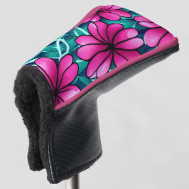 Groot helder roze bloemenpatroon golfheadcover