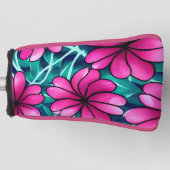 Groot helder roze bloemenpatroon golfheadcover (Voorkant)