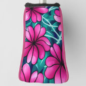 Groot helder roze bloemenpatroon golfheadcover (Draai 90)